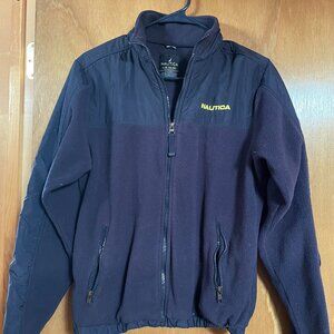 Used Boys Nautica Zip up Jacket Fleece Like Navy Blue Sz Lg 14/16